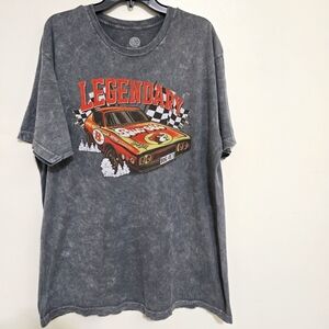 BUC-EES Graphic Tee Lengendary Race‎ Car Retro Acid Wash Short Sleeves XL Gray